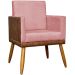 Poltrona Decorativa Para Sala Recepção Manicure Consultório Cadeira Lis Corino Peroba e Suede Rosê