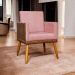 Poltrona Decorativa Para Sala Recepção Manicure Consultório Cadeira Lis Corino Peroba e Suede Rosê