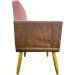 Poltrona Decorativa Para Sala Recepção Manicure Consultório Cadeira Lis Corino Peroba e Suede Rosê