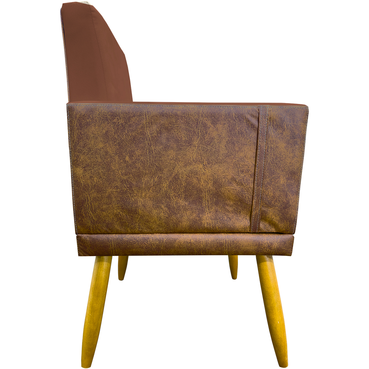 Poltrona Decorativa Para Sala Recepção Manicure Consultório Cadeira Lis Corino Peroba e Suede Terracota