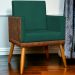 Poltrona Decorativa Para Sala Recepção Manicure Consultório Cadeira Lis Corino Peroba e Suede Verde