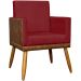 Poltrona Decorativa Para Sala Recepção Manicure Consultório Cadeira Lis Corino Peroba e Suede Vermelho