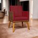 Poltrona Decorativa Para Sala Recepção Manicure Consultório Cadeira Lis Corino Peroba e Suede Vermelho