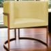 Poltrona Decorativa Para Sala Recepção Manicure Escritório Luna Suede Amarelo Base de Ferro Bronze