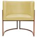 Poltrona Decorativa Para Sala Recepção Manicure Escritório Luna Suede Amarelo Base de Ferro Bronze