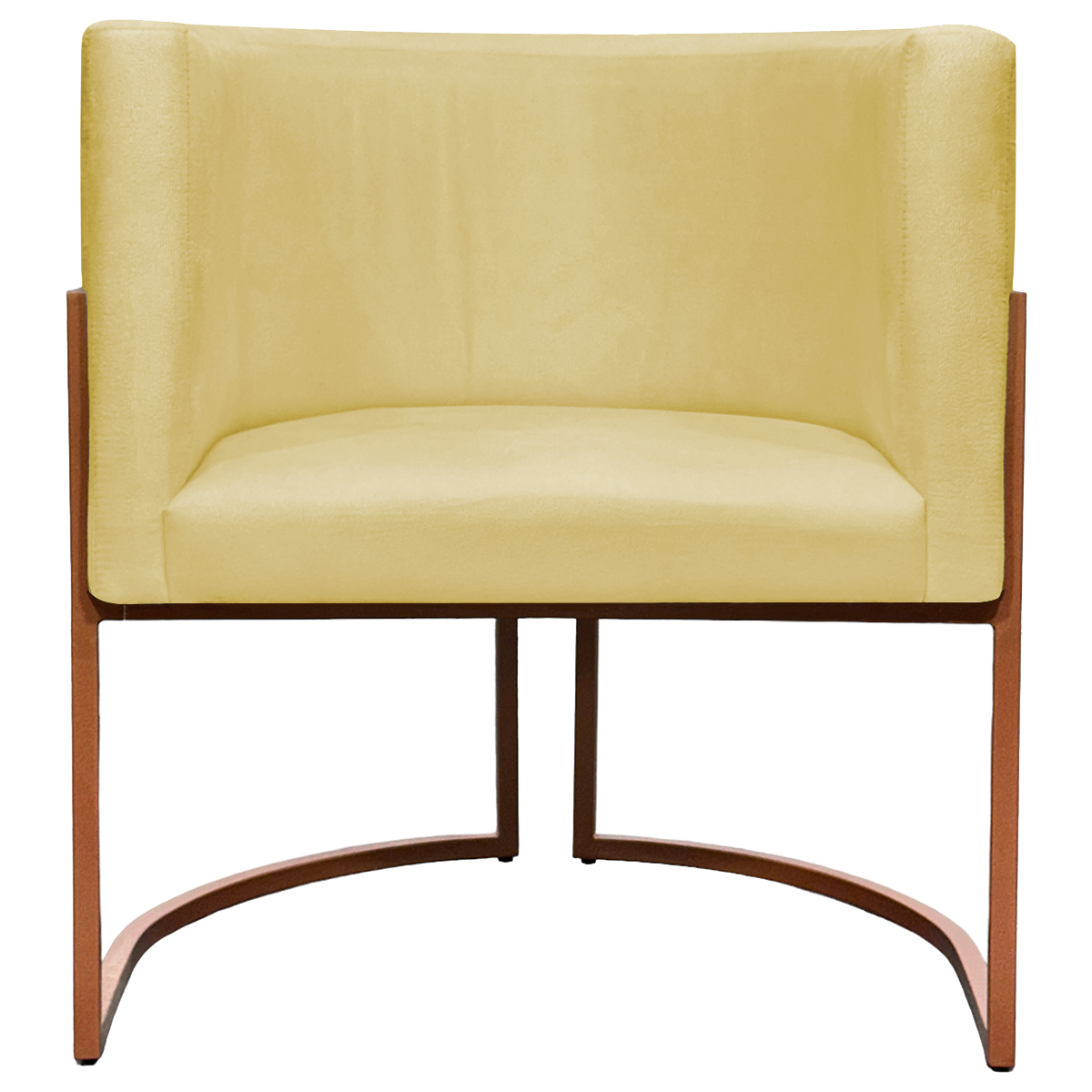 Poltrona Decorativa Para Sala Recepção Manicure Escritório Luna Suede Amarelo Base de Ferro Bronze