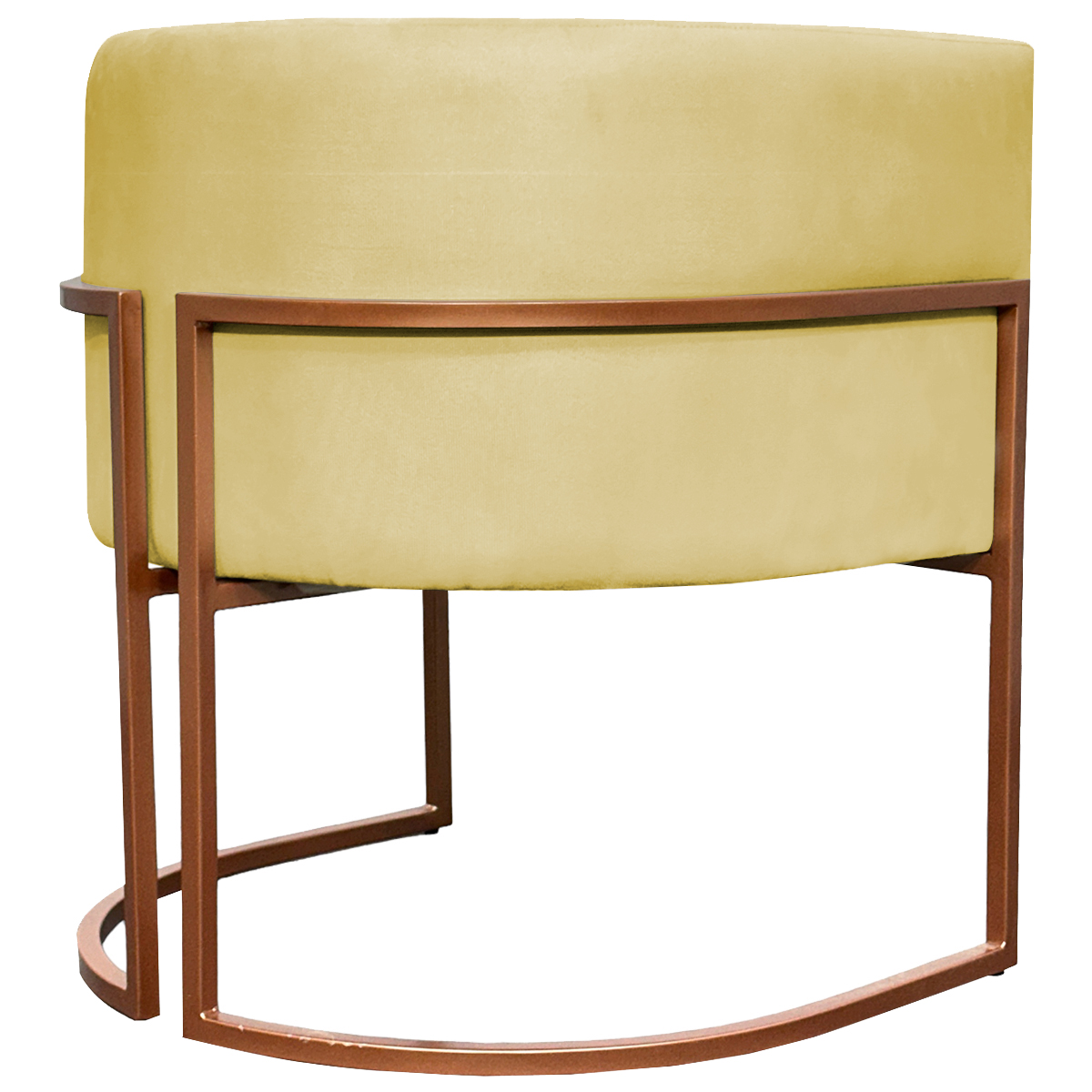 Poltrona Decorativa Para Sala Recepção Manicure Escritório Luna Suede Amarelo Base de Ferro Bronze