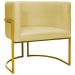 Poltrona Decorativa Para Sala Recepção Manicure Escritório Luna Suede Amarelo Base de Ferro Dourado