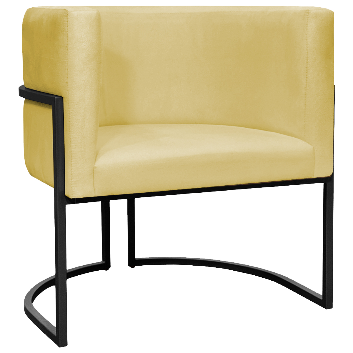 Poltrona Decorativa Para Sala Recepção Manicure Escritório Luna Suede Amarelo Base de Ferro Preto