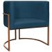 Poltrona Decorativa Para Sala Recepção Manicure Escritório Luna Suede Azul Marinho Base de Ferro Bronze