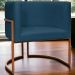Poltrona Decorativa Para Sala Recepção Manicure Escritório Luna Suede Azul Marinho Base de Ferro Bronze
