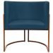 Poltrona Decorativa Para Sala Recepção Manicure Escritório Luna Suede Azul Marinho Base de Ferro Bronze