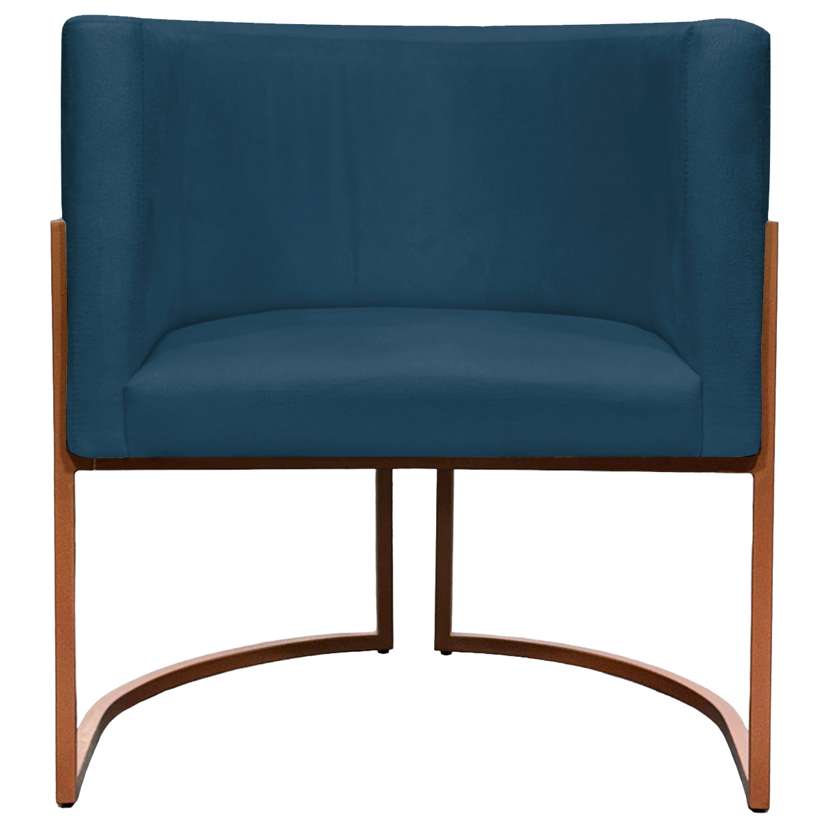 Poltrona Decorativa Para Sala Recepção Manicure Escritório Luna Suede Azul Marinho Base de Ferro Bronze