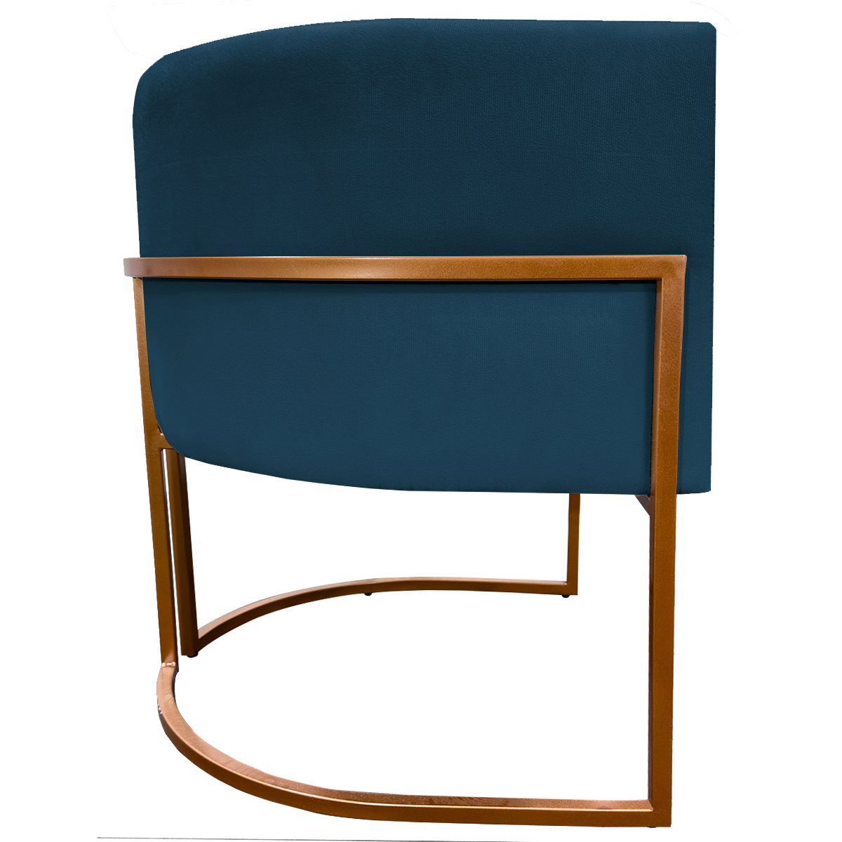 Poltrona Decorativa Para Sala Recepção Manicure Escritório Luna Suede Azul Marinho Base de Ferro Bronze
