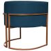 Poltrona Decorativa Para Sala Recepção Manicure Escritório Luna Suede Azul Marinho Base de Ferro Bronze