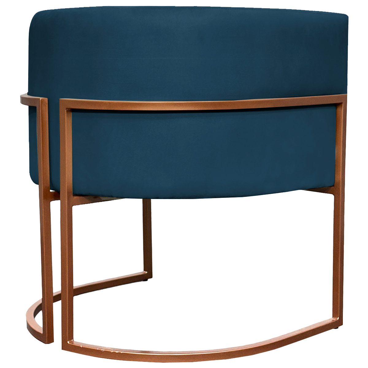 Poltrona Decorativa Para Sala Recepção Manicure Escritório Luna Suede Azul Marinho Base de Ferro Bronze
