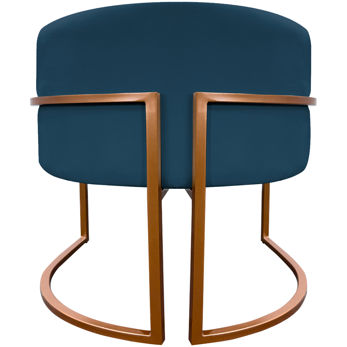 Poltrona Decorativa Para Sala Recepção Manicure Escritório Luna Suede Azul Marinho Base de Ferro Bronze