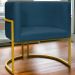 Poltrona Decorativa Para Sala Recepção Manicure Escritório Luna Suede Azul Marinho Base de Ferro Dourado