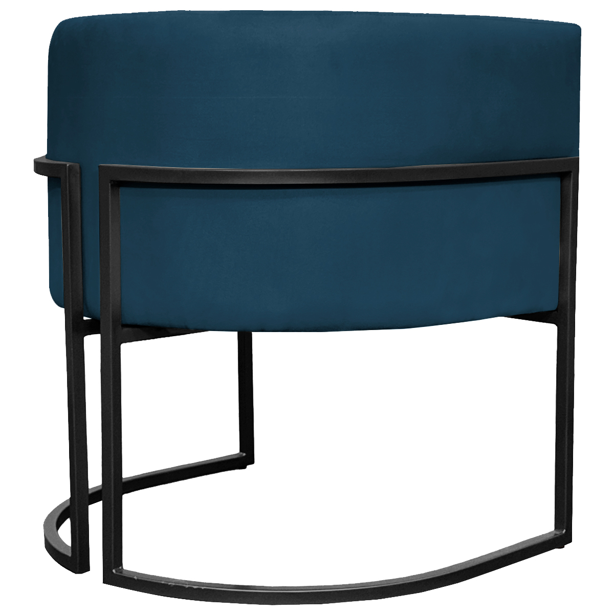 Poltrona Decorativa Para Sala Recepção Manicure Escritório Luna Suede Azul Marinho Base de Ferro Preto