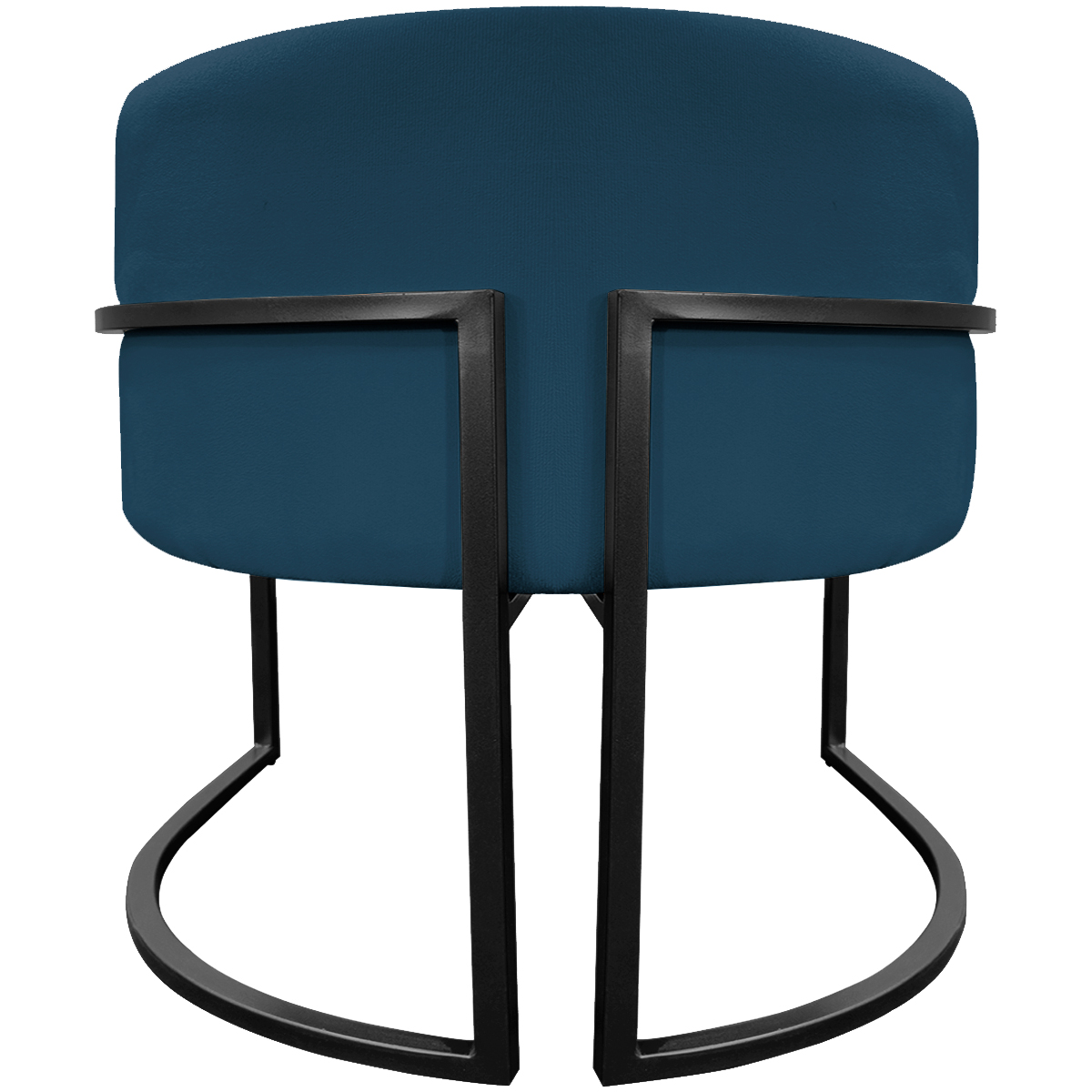Poltrona Decorativa Para Sala Recepção Manicure Escritório Luna Suede Azul Marinho Base de Ferro Preto