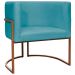 Poltrona Decorativa Para Sala Recepção Manicure Escritório Luna Suede Azul Turquesa Base de Ferro Bronze