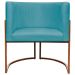 Poltrona Decorativa Para Sala Recepção Manicure Escritório Luna Suede Azul Turquesa Base de Ferro Bronze