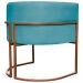 Poltrona Decorativa Para Sala Recepção Manicure Escritório Luna Suede Azul Turquesa Base de Ferro Bronze