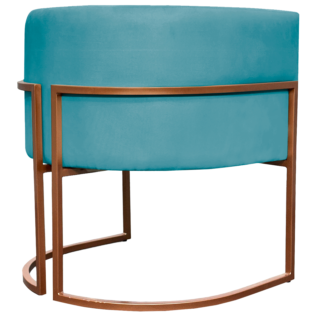 Poltrona Decorativa Para Sala Recepção Manicure Escritório Luna Suede Azul Turquesa Base de Ferro Bronze