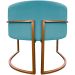 Poltrona Decorativa Para Sala Recepção Manicure Escritório Luna Suede Azul Turquesa Base de Ferro Bronze