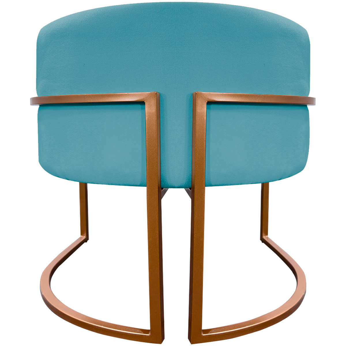 Poltrona Decorativa Para Sala Recepção Manicure Escritório Luna Suede Azul Turquesa Base de Ferro Bronze