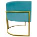 Poltrona Decorativa Para Sala Recepção Manicure Escritório Luna Suede Azul Turquesa Base de Ferro Dourado