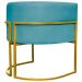 Poltrona Decorativa Para Sala Recepção Manicure Escritório Luna Suede Azul Turquesa Base de Ferro Dourado