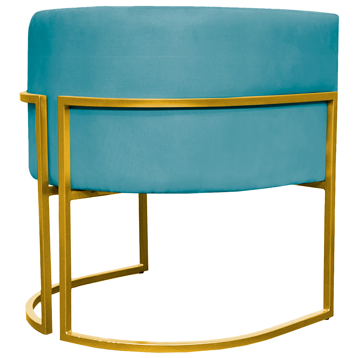 Poltrona Decorativa Para Sala Recepção Manicure Escritório Luna Suede Azul Turquesa Base de Ferro Dourado