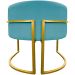 Poltrona Decorativa Para Sala Recepção Manicure Escritório Luna Suede Azul Turquesa Base de Ferro Dourado