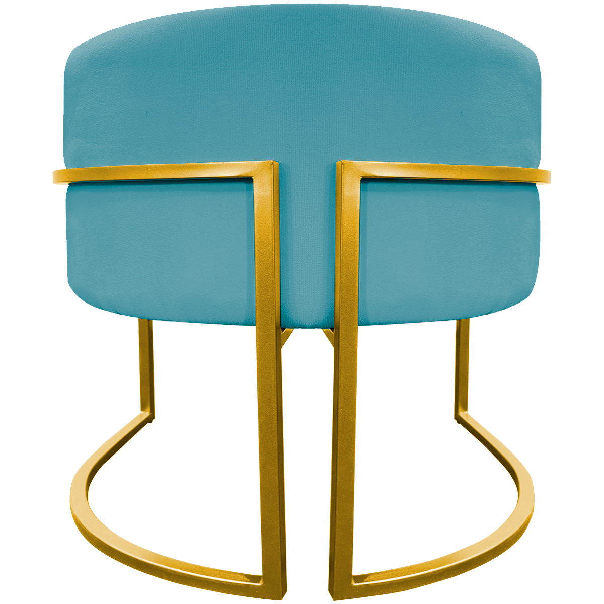 Poltrona Decorativa Para Sala Recepção Manicure Escritório Luna Suede Azul Turquesa Base de Ferro Dourado