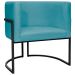 Poltrona Decorativa Para Sala Recepção Manicure Escritório Luna Suede Azul Turquesa Base de Ferro Preto