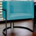 Poltrona Decorativa Para Sala Recepção Manicure Escritório Luna Suede Azul Turquesa Base de Ferro Preto