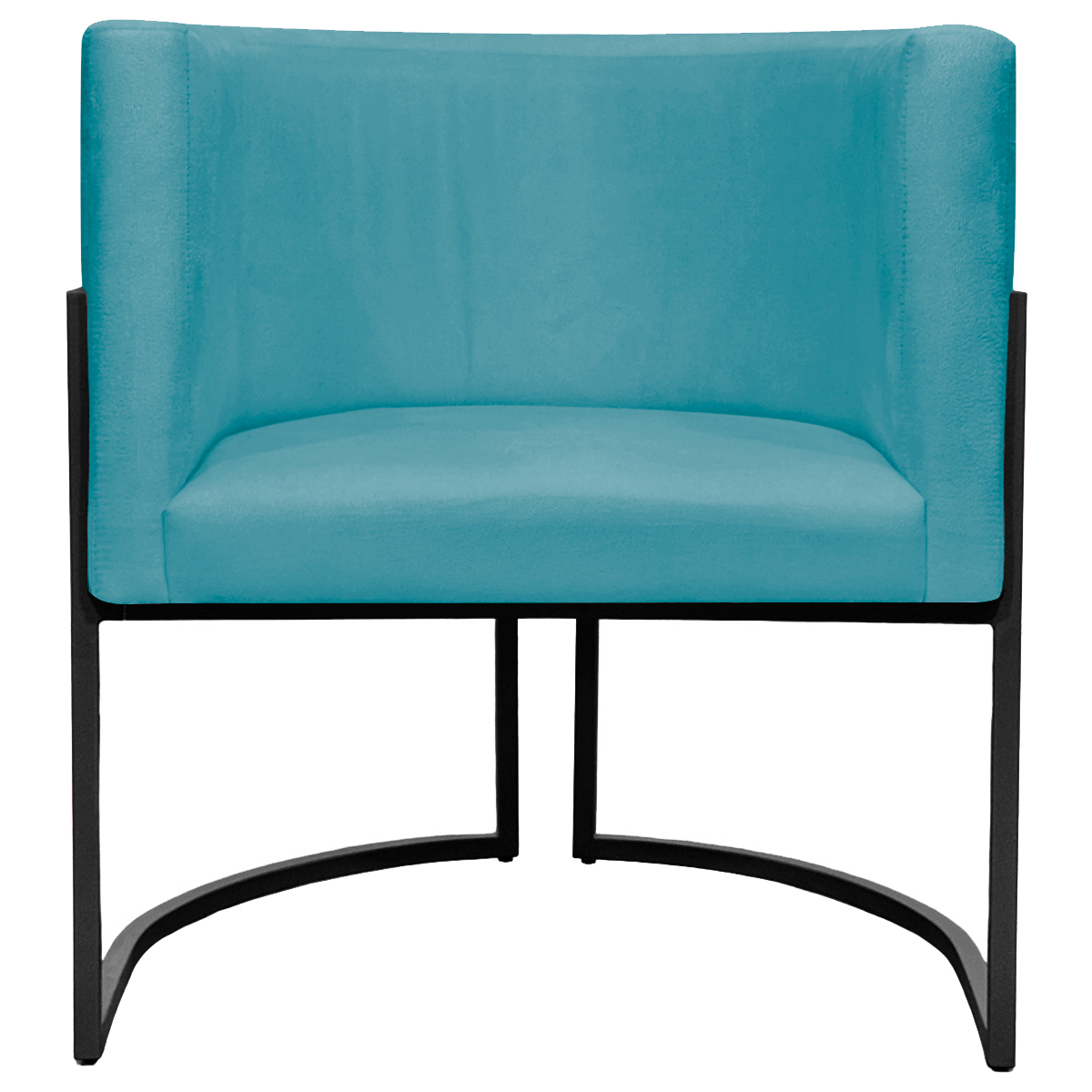 Poltrona Decorativa Para Sala Recepção Manicure Escritório Luna Suede Azul Turquesa Base de Ferro Preto