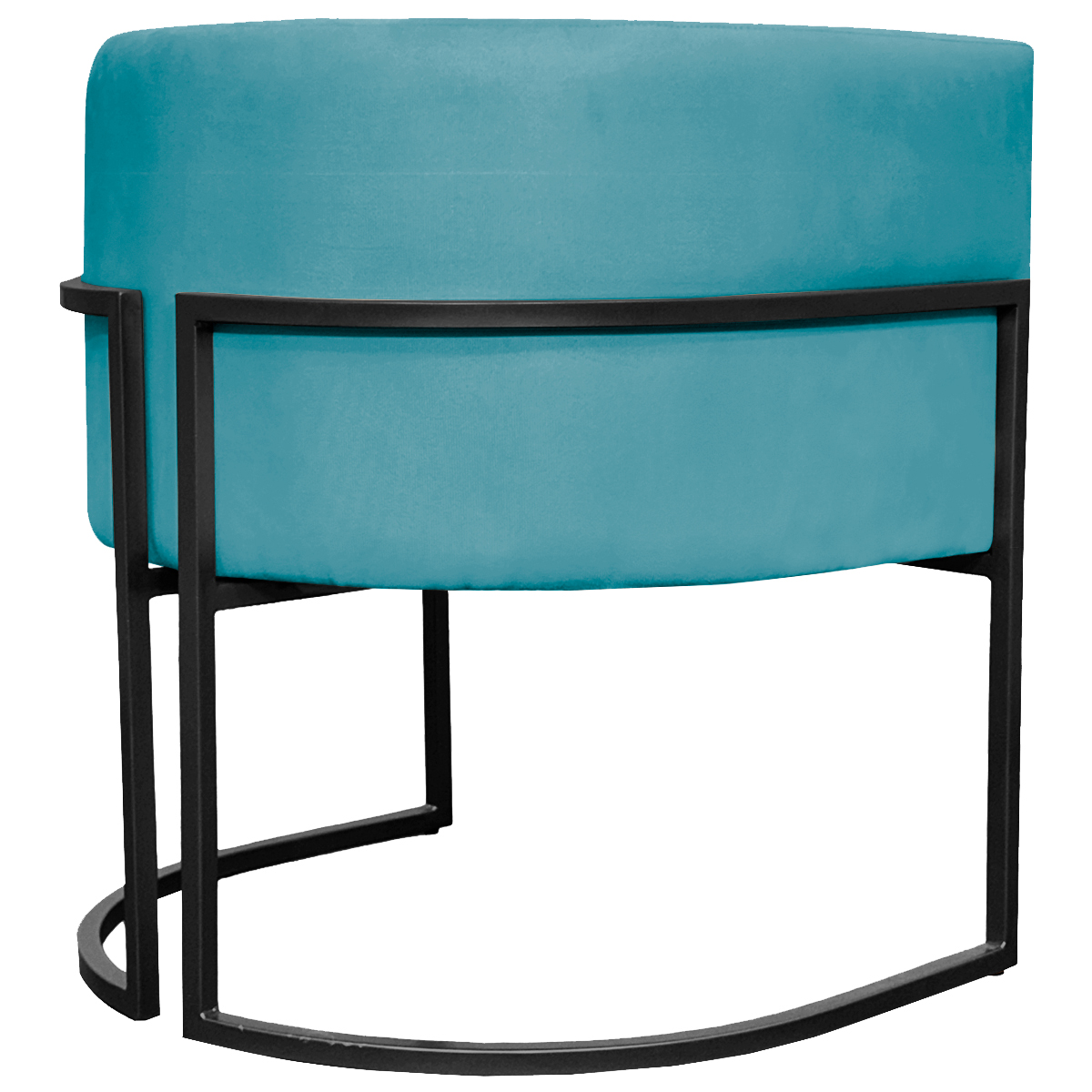 Poltrona Decorativa Para Sala Recepção Manicure Escritório Luna Suede Azul Turquesa Base de Ferro Preto