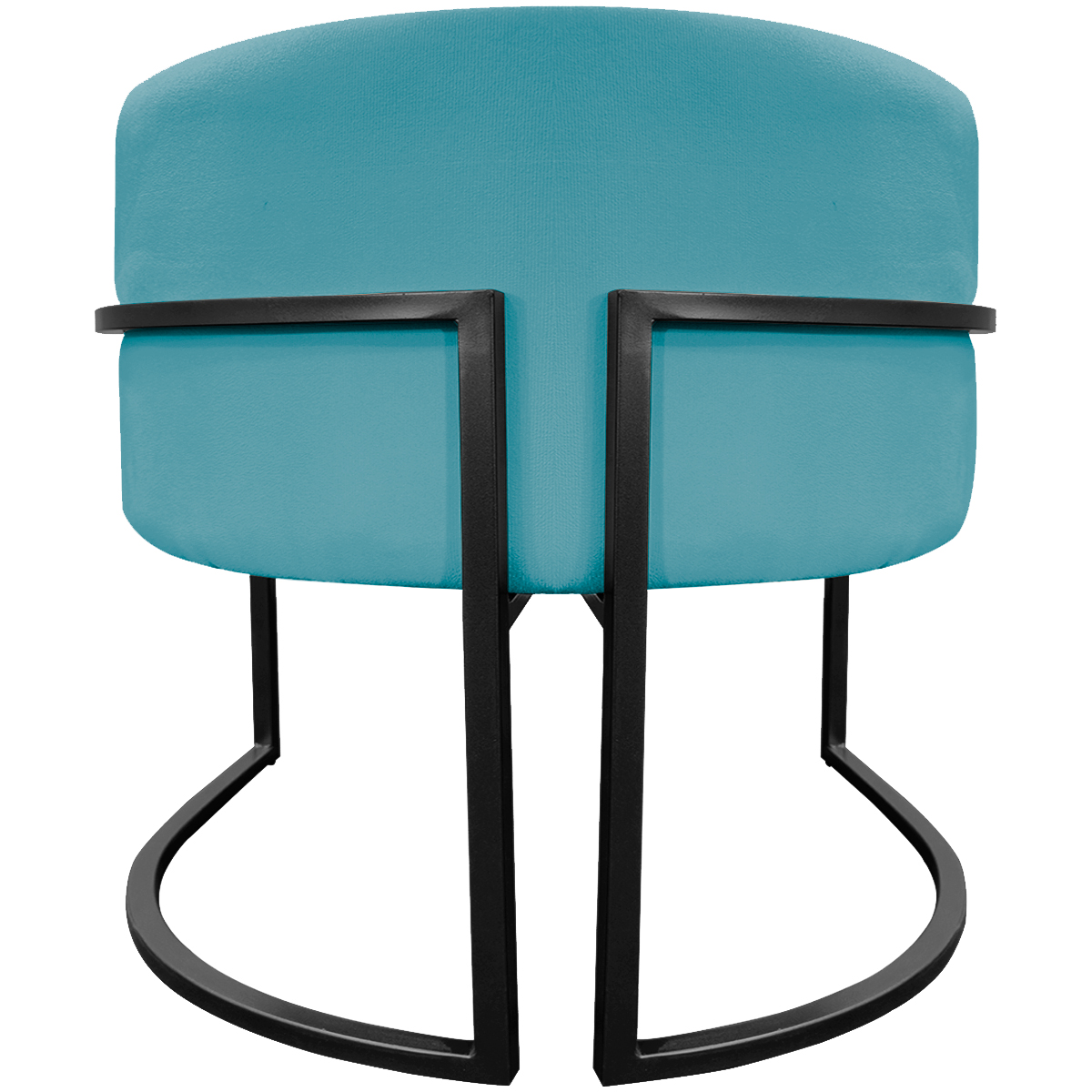 Poltrona Decorativa Para Sala Recepção Manicure Escritório Luna Suede Azul Turquesa Base de Ferro Preto