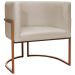 Poltrona Decorativa Para Sala Recepção Manicure Escritório Luna Suede Bege Base de Ferro Bronze