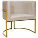 Poltrona Decorativa Para Sala Recepção Manicure Escritório Luna Suede Bege Base de Ferro Dourado