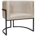 Poltrona Decorativa Para Sala Recepção Manicure Escritório Luna Suede Bege Base de Ferro Preto