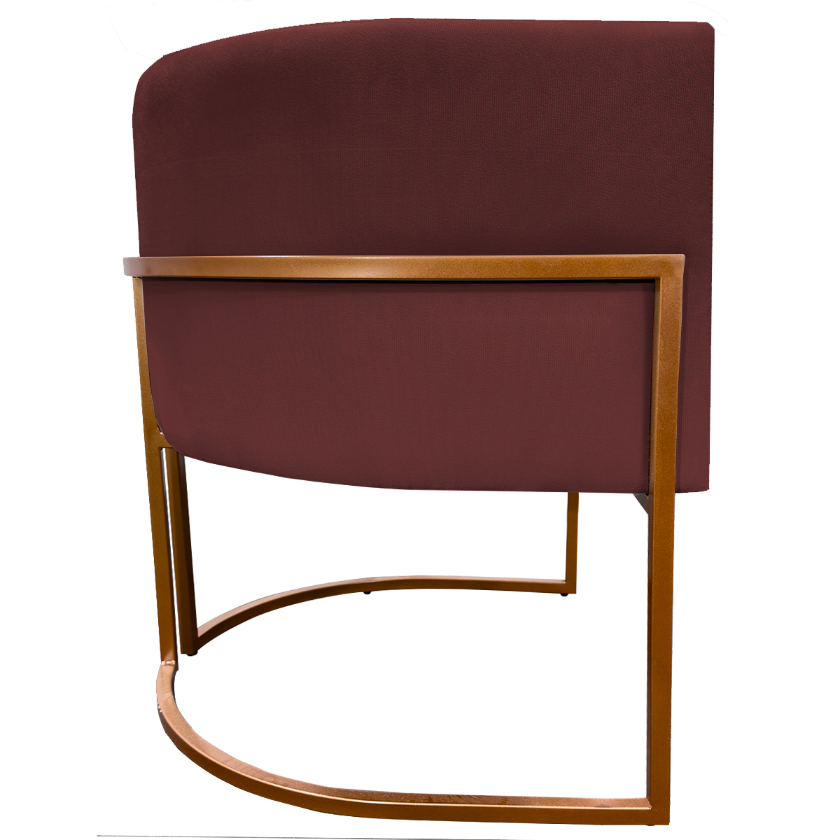 Poltrona Decorativa Para Sala Recepção Manicure Escritório Luna Suede Bordô Base de Ferro Bronze