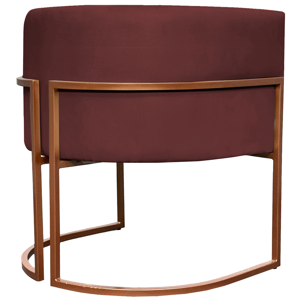 Poltrona Decorativa Para Sala Recepção Manicure Escritório Luna Suede Bordô Base de Ferro Bronze