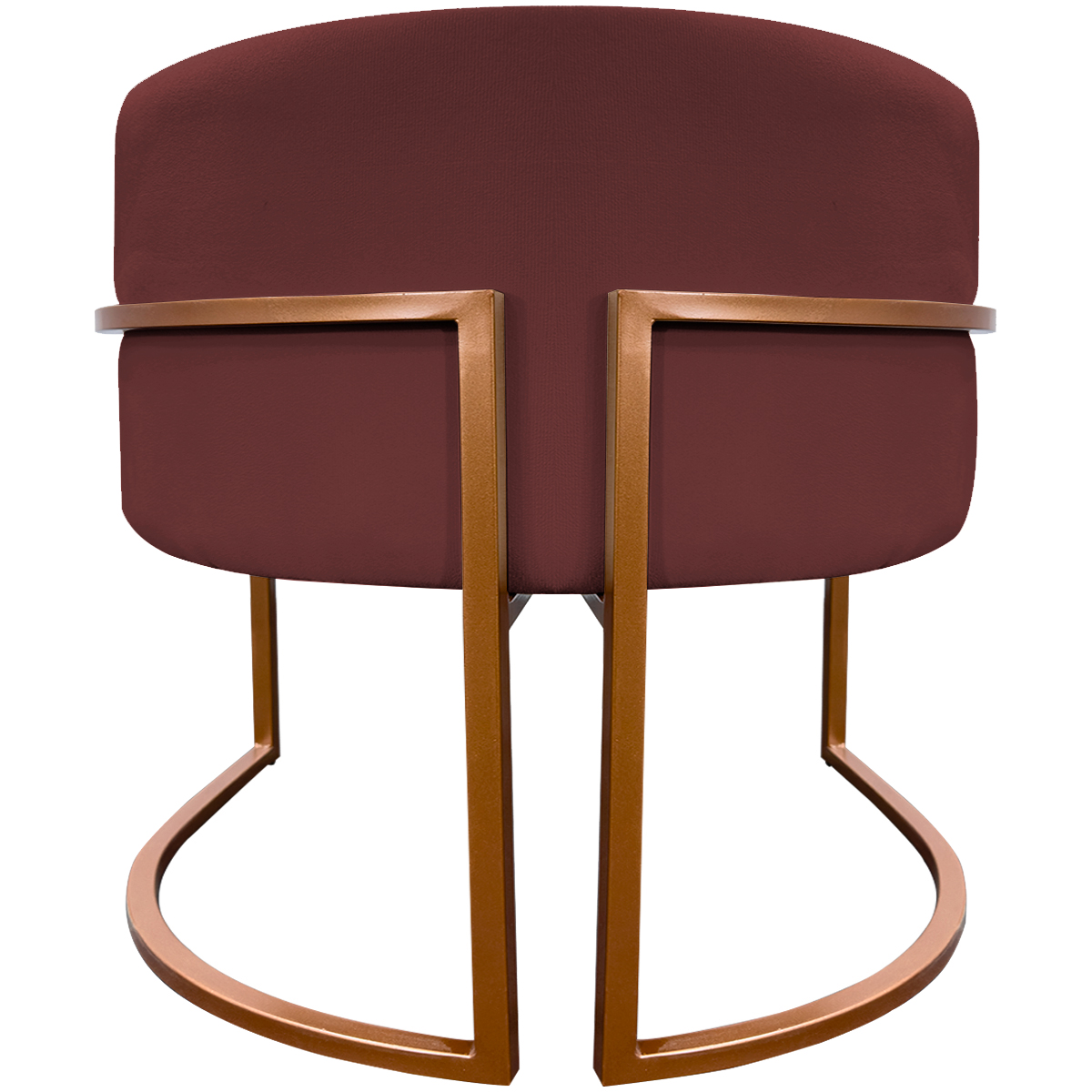Poltrona Decorativa Para Sala Recepção Manicure Escritório Luna Suede Bordô Base de Ferro Bronze