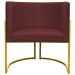 Poltrona Decorativa Para Sala Recepção Manicure Escritório Luna Suede Bordô Base de Ferro Dourado