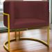 Poltrona Decorativa Para Sala Recepção Manicure Escritório Luna Suede Bordô Base de Ferro Dourado