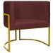 Poltrona Decorativa Para Sala Recepção Manicure Escritório Luna Suede Bordô Base de Ferro Dourado