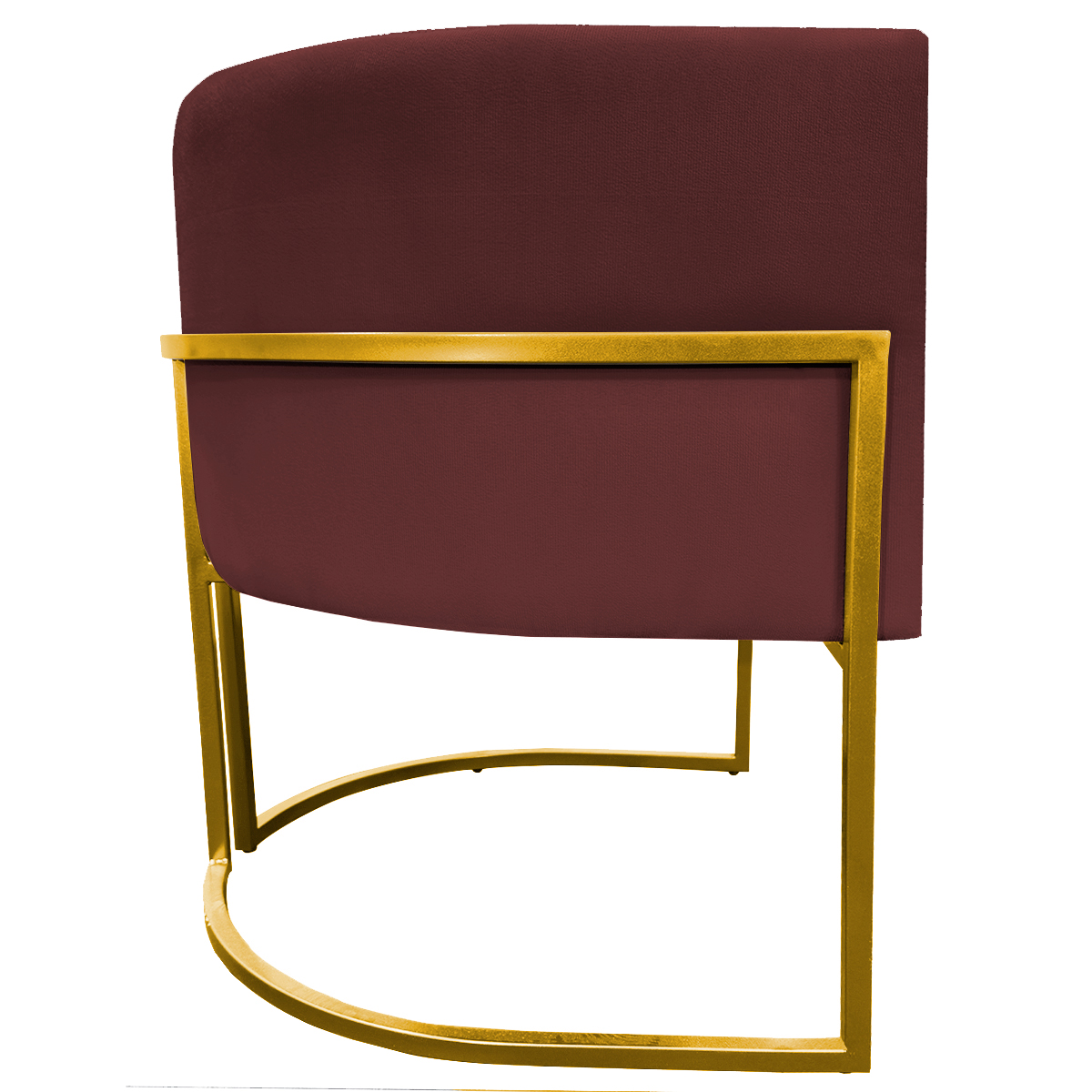 Poltrona Decorativa Para Sala Recepção Manicure Escritório Luna Suede Bordô Base de Ferro Dourado